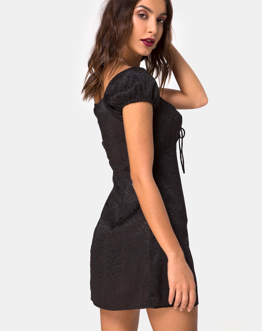 Gaval Minikleid aus Satin Gepard Schwarz