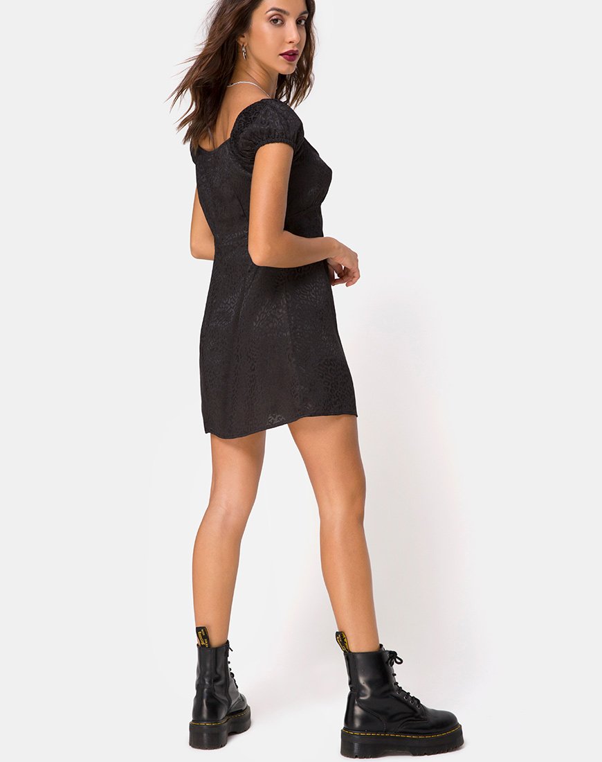 Image of Gaval Minikleid aus Satin Gepard Schwarz
