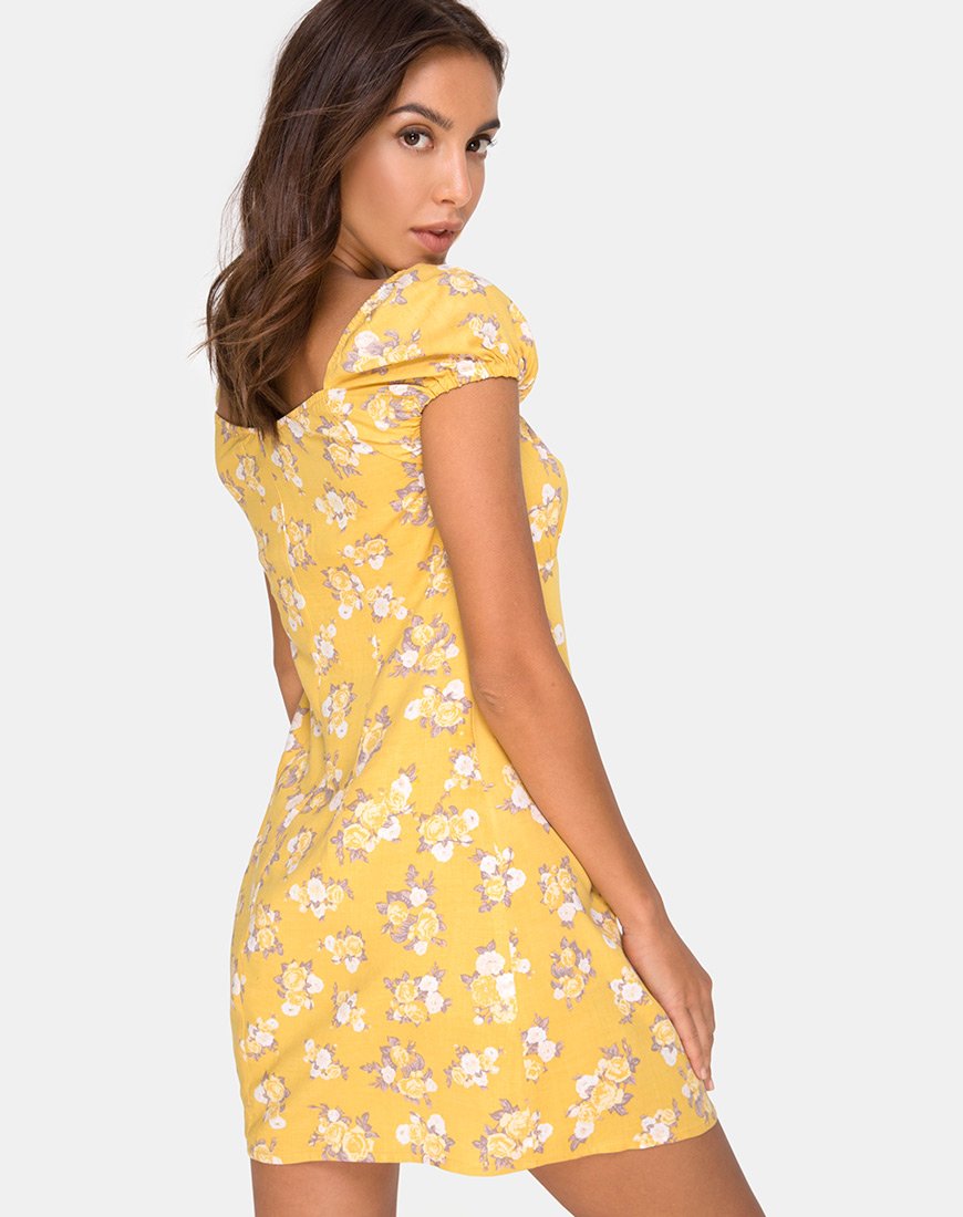 Gaval Minikleid in Rosenstrauß Gelb