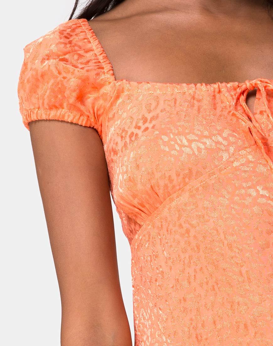 Image of Gaval Minikleid aus Satin Gepard Koralle
