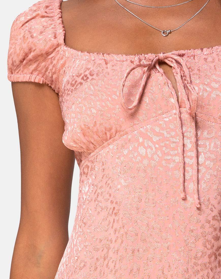 Image of Gaval Minikleid aus Satin Cheetah Dusty Pink