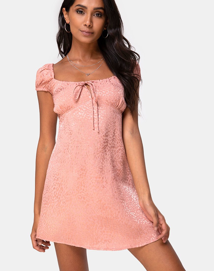 Gaval Minikleid aus Satin Gepard staubiges Rosa