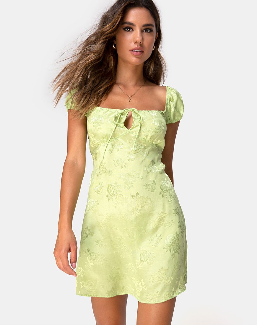 Image of Gaval Minikleid aus Satin Rose Lime