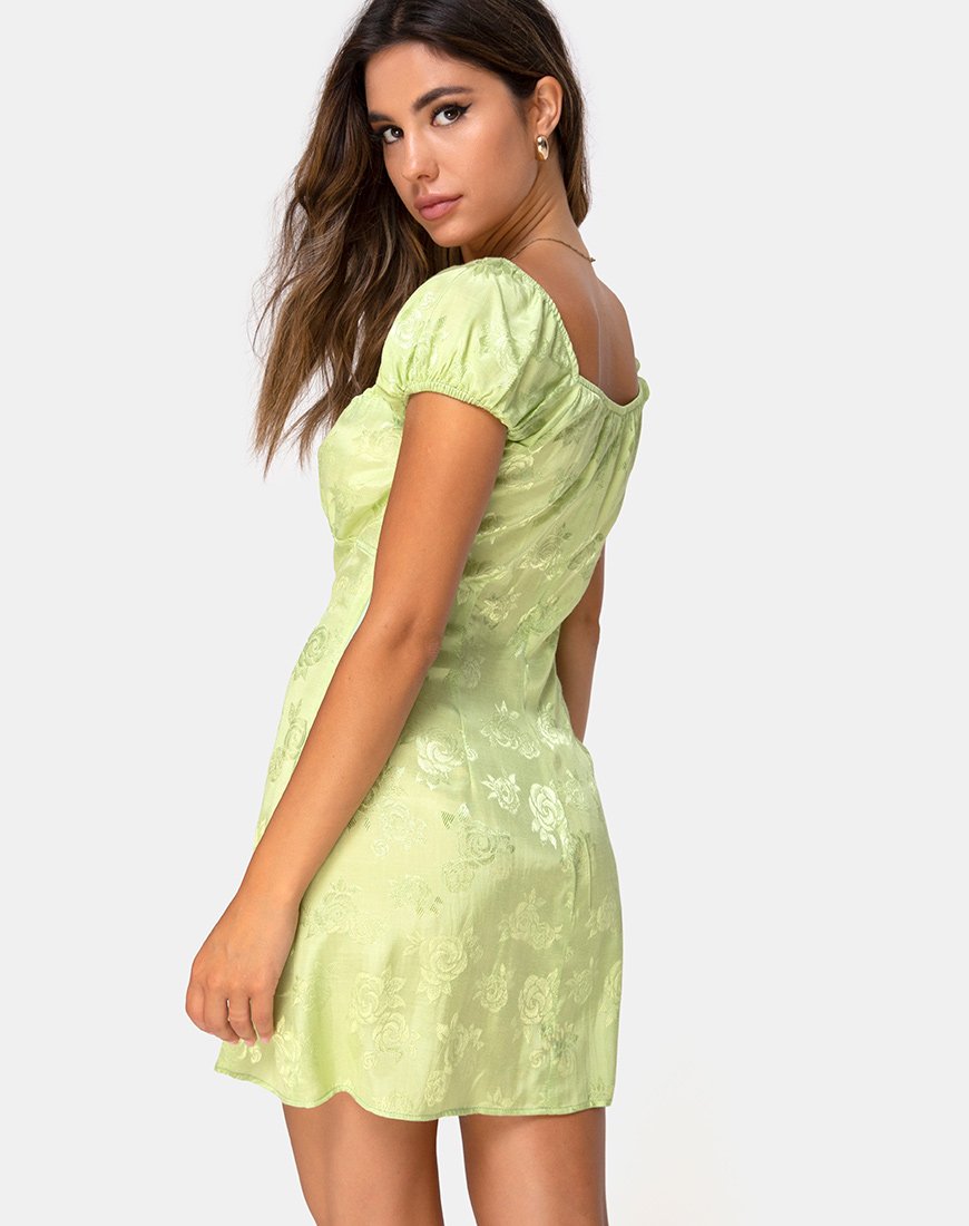 Image of Gaval Minikleid aus Satin Rose Lime