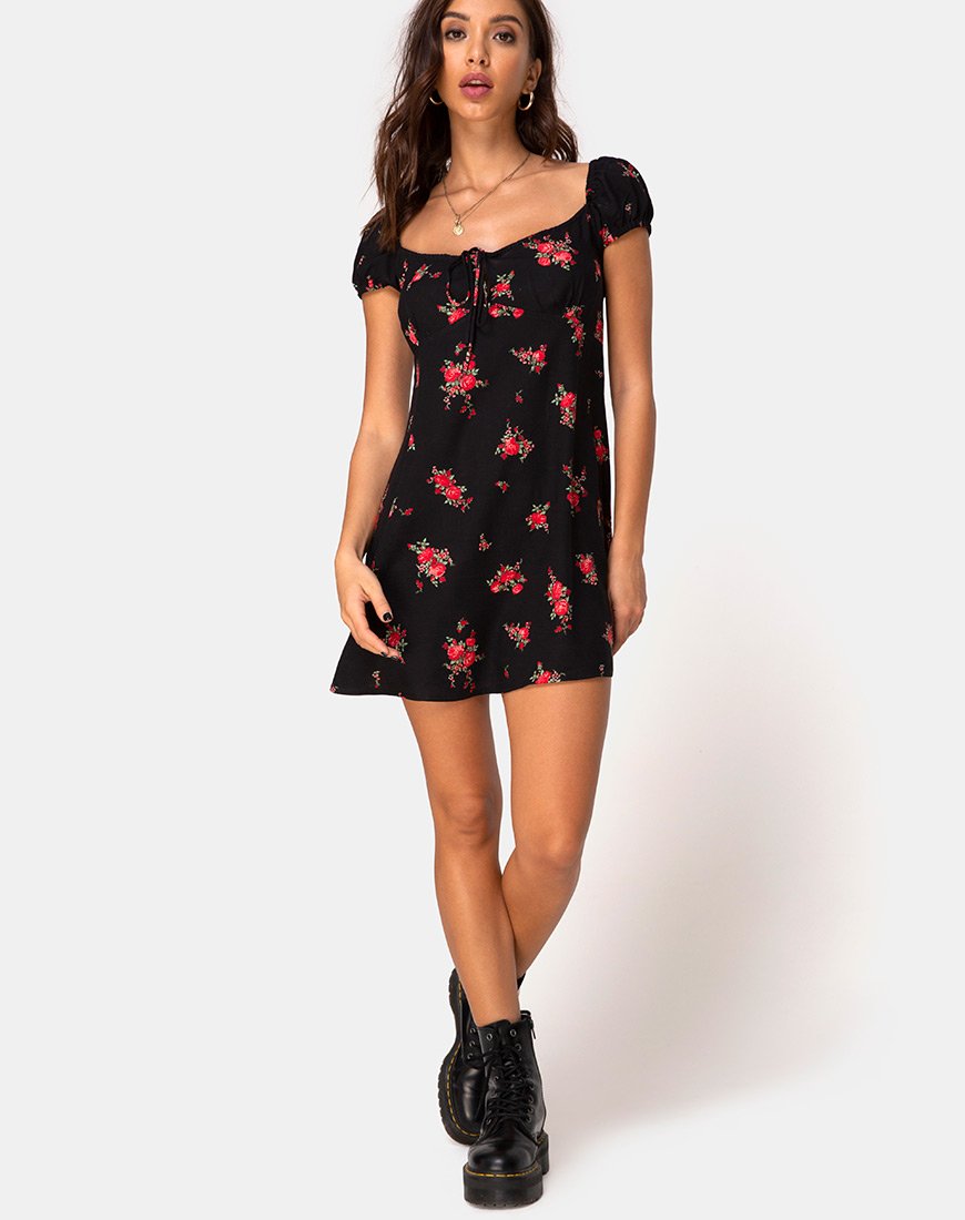 Image of Gaval Minikleid in Soi Rose Schwarz und Rot