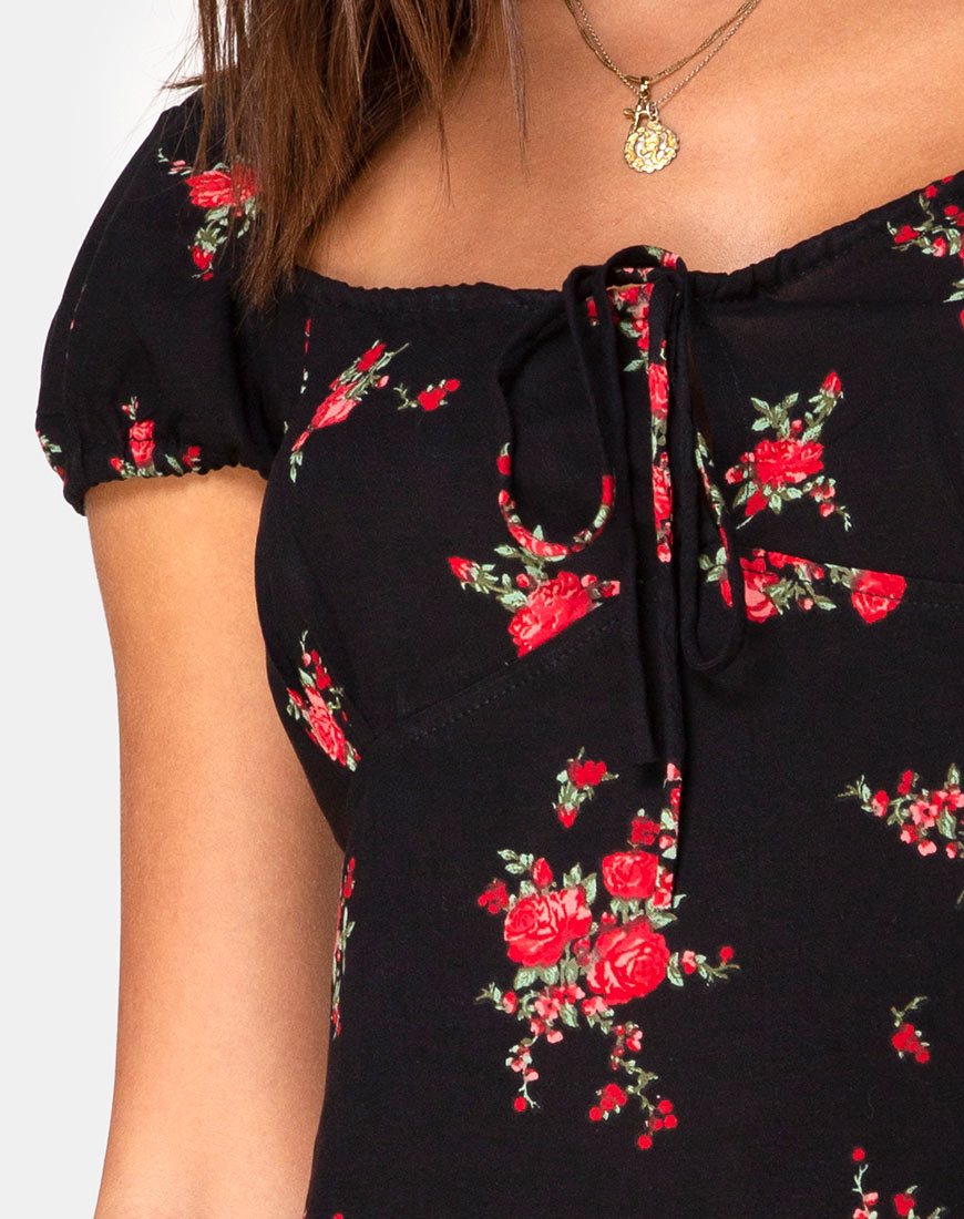 Image of Gaval Minikleid in Soi Rose Schwarz und Rot
