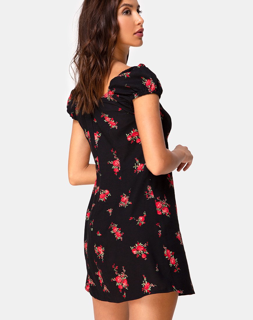 Gaval Minikleid in Soi Rose Schwarz und Rot