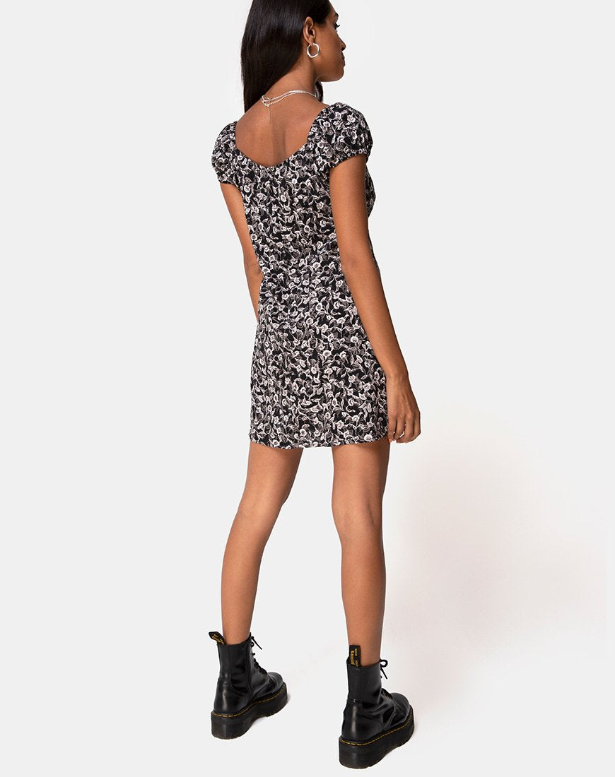 Image of Gaval Minikleid in Wild Tulip Schwarz