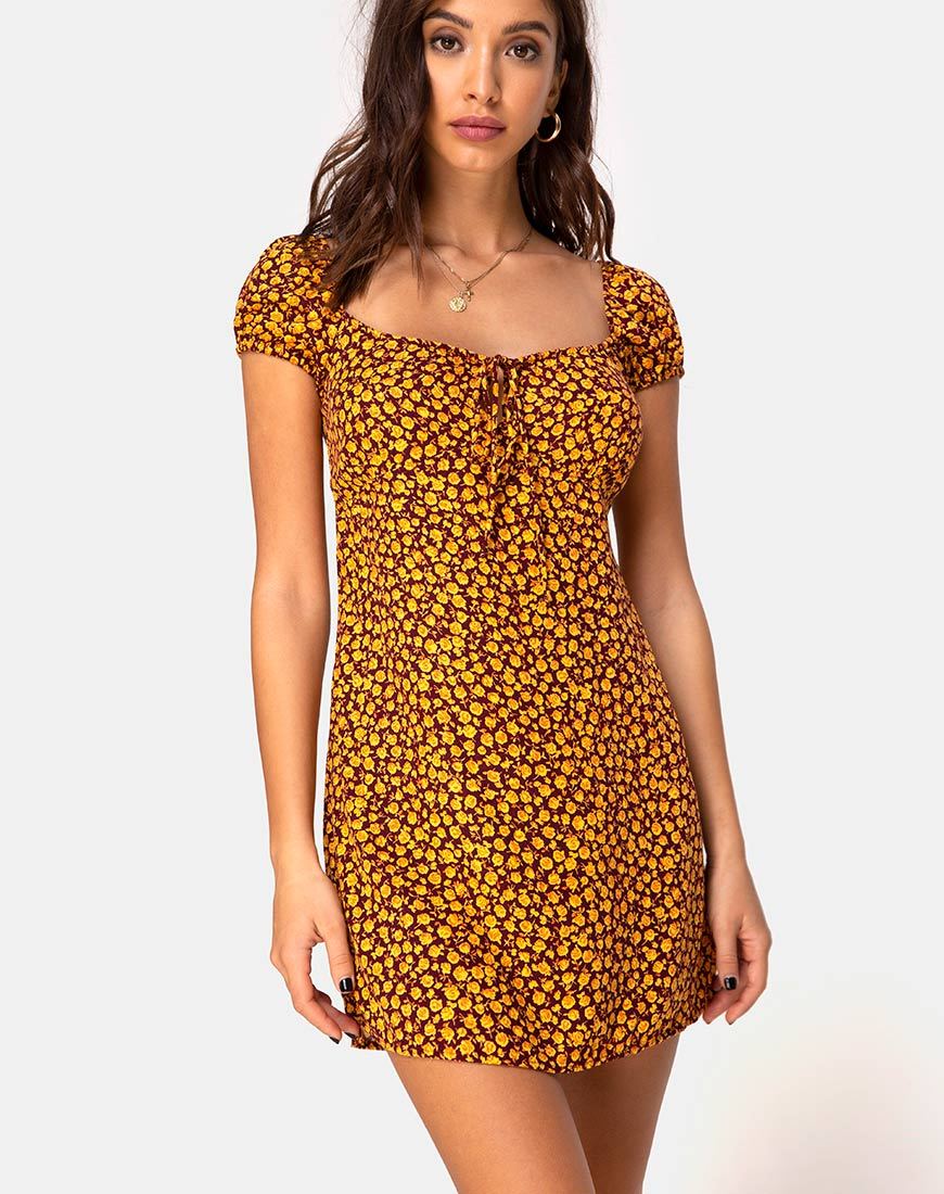 Image of Gaval Minikleid in Ditsy Rose Marigold