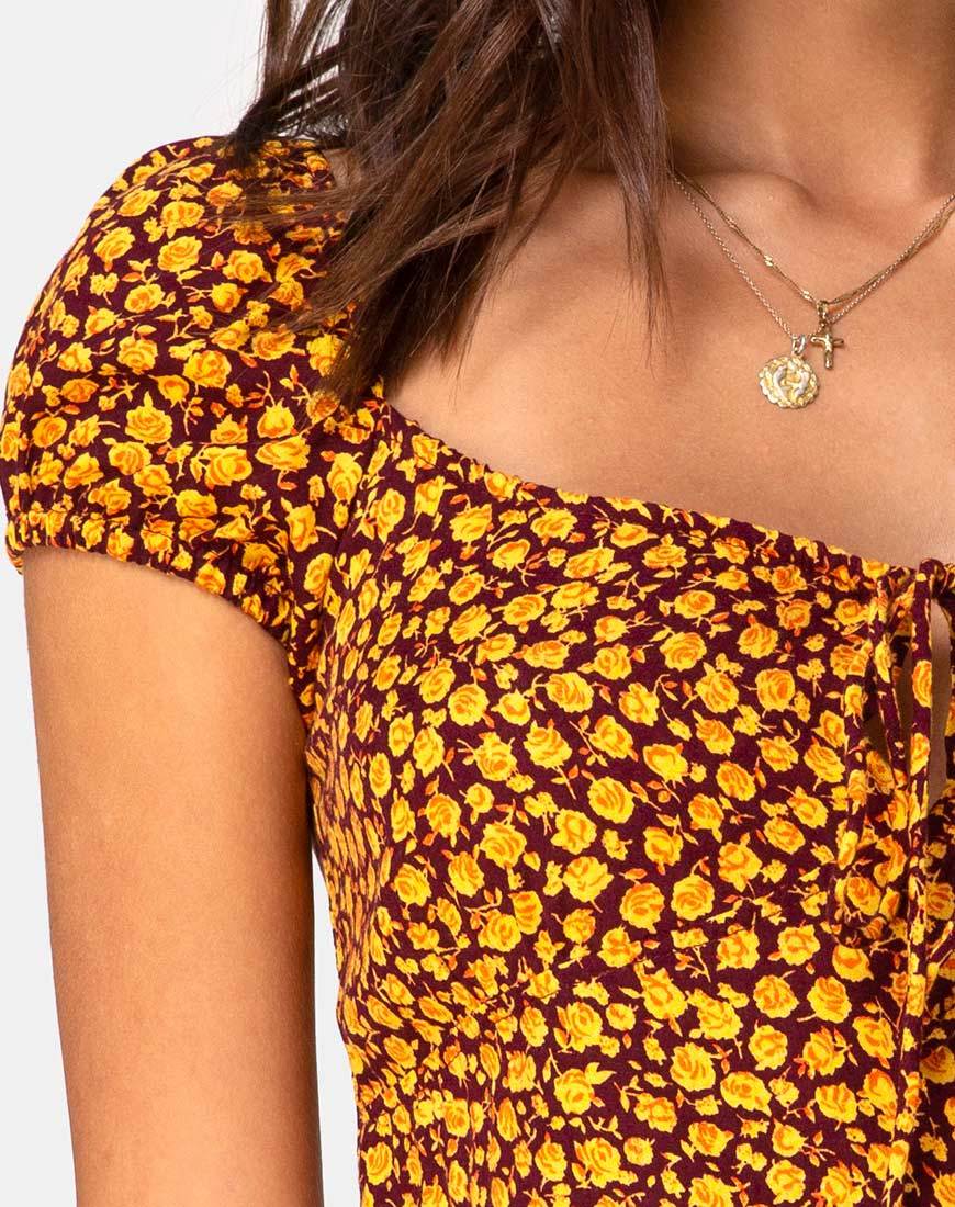 Image of Gaval Minikleid in Ditsy Rose Marigold