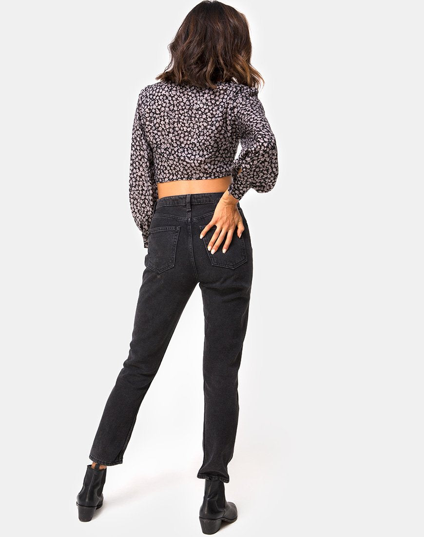 Bild von Gazalo Cropped Top in Ditsy Rose Schwarz