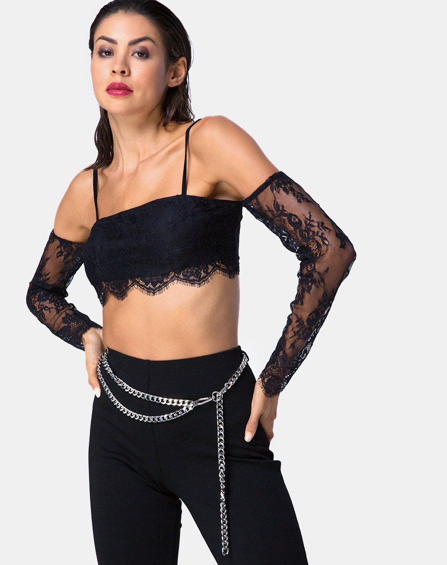 Geazy Bralette Top aus Spitze Schwarz