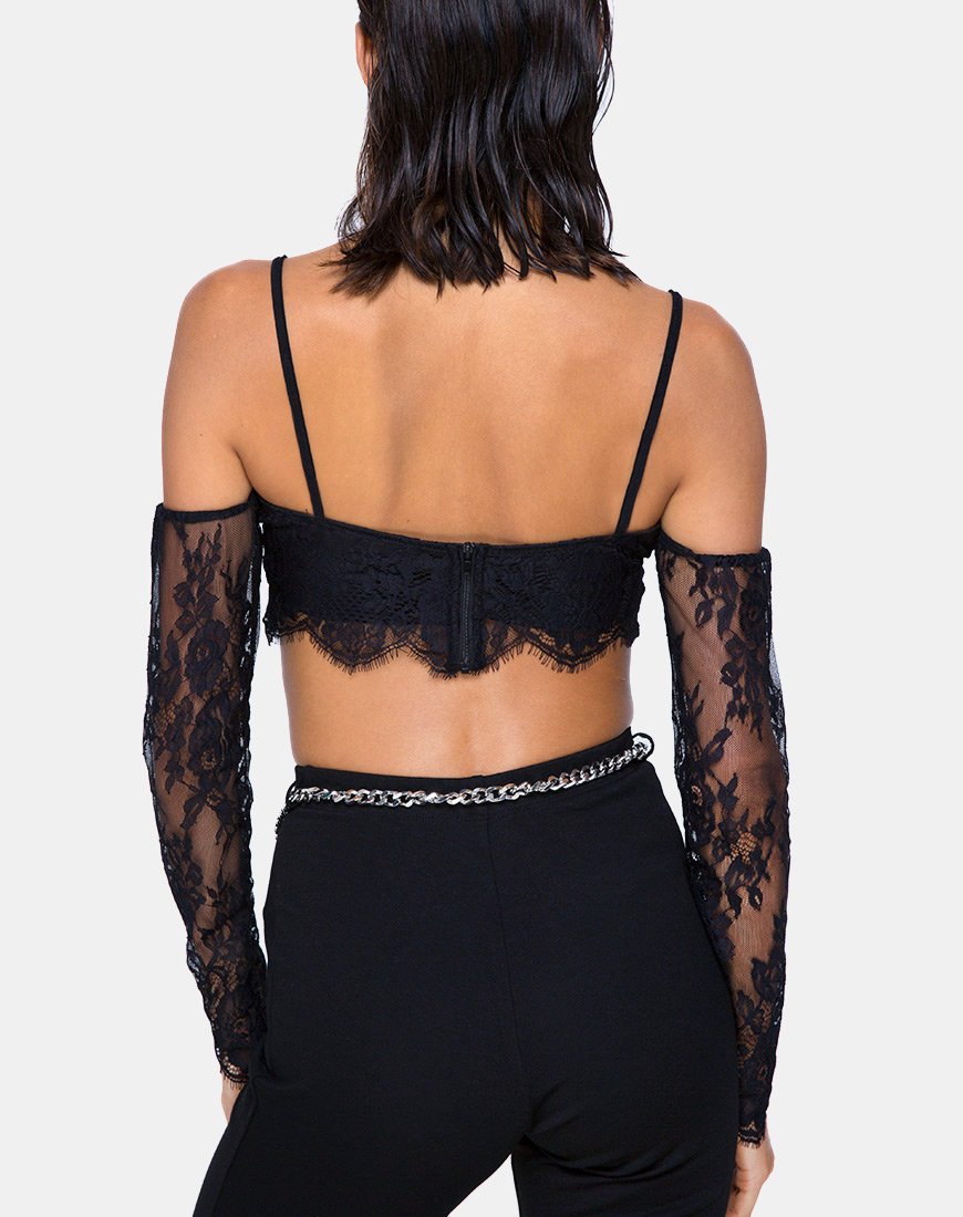 Geazy Bralette Top aus Spitze Schwarz