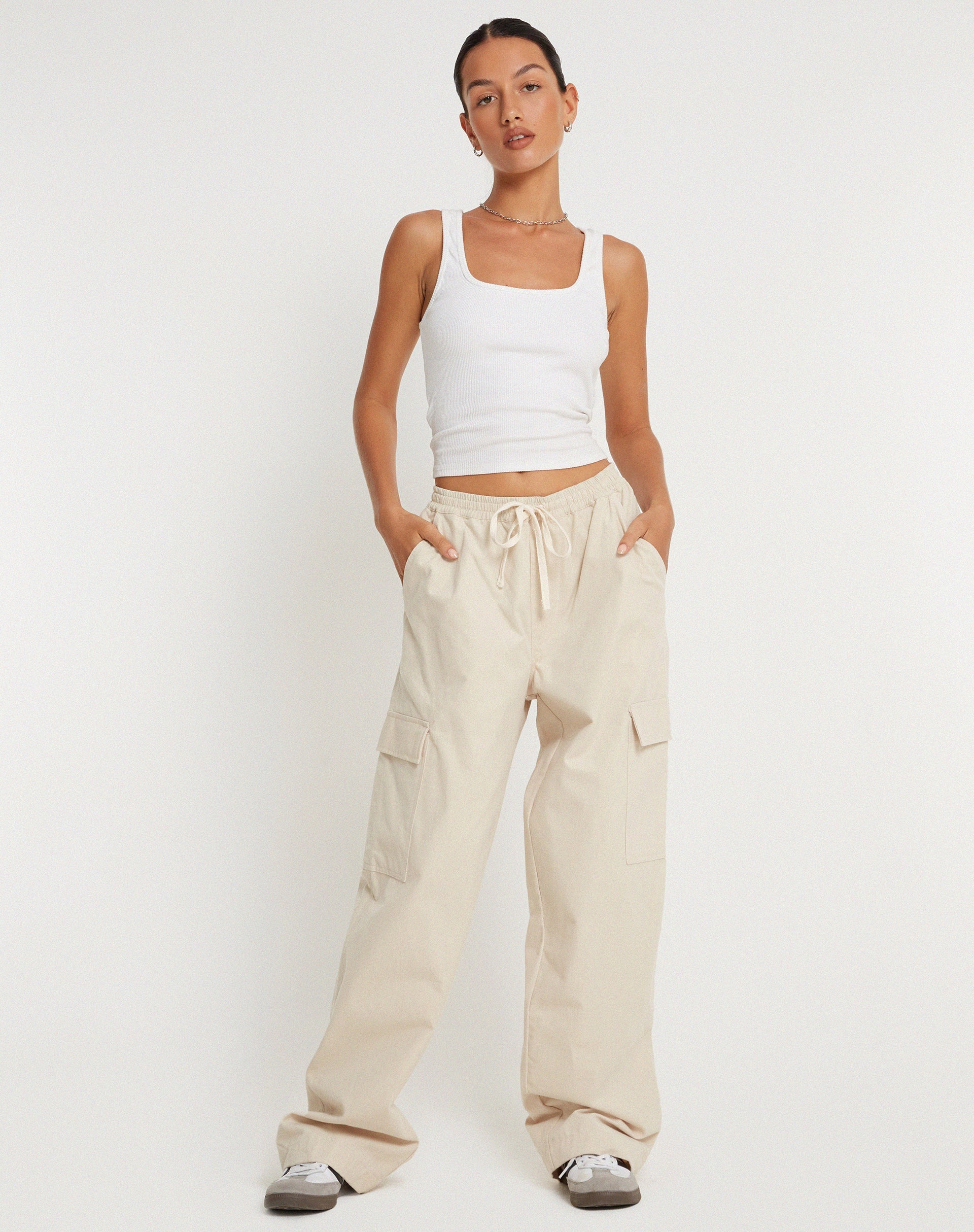 Bild der Geona Wide Leg Cargo Trouser in Ecru