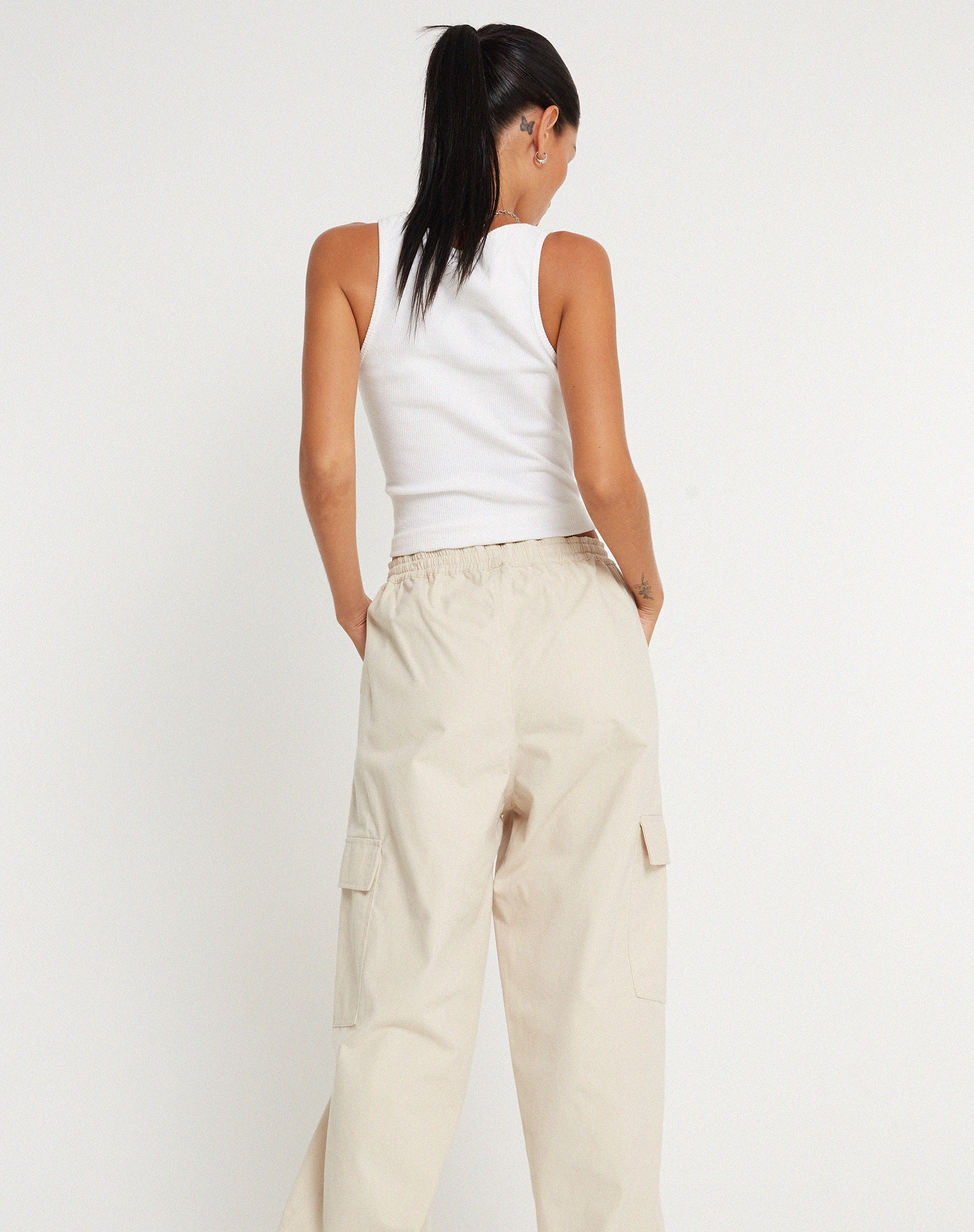 Bild der Geona Wide Leg Cargo Trouser in Ecru