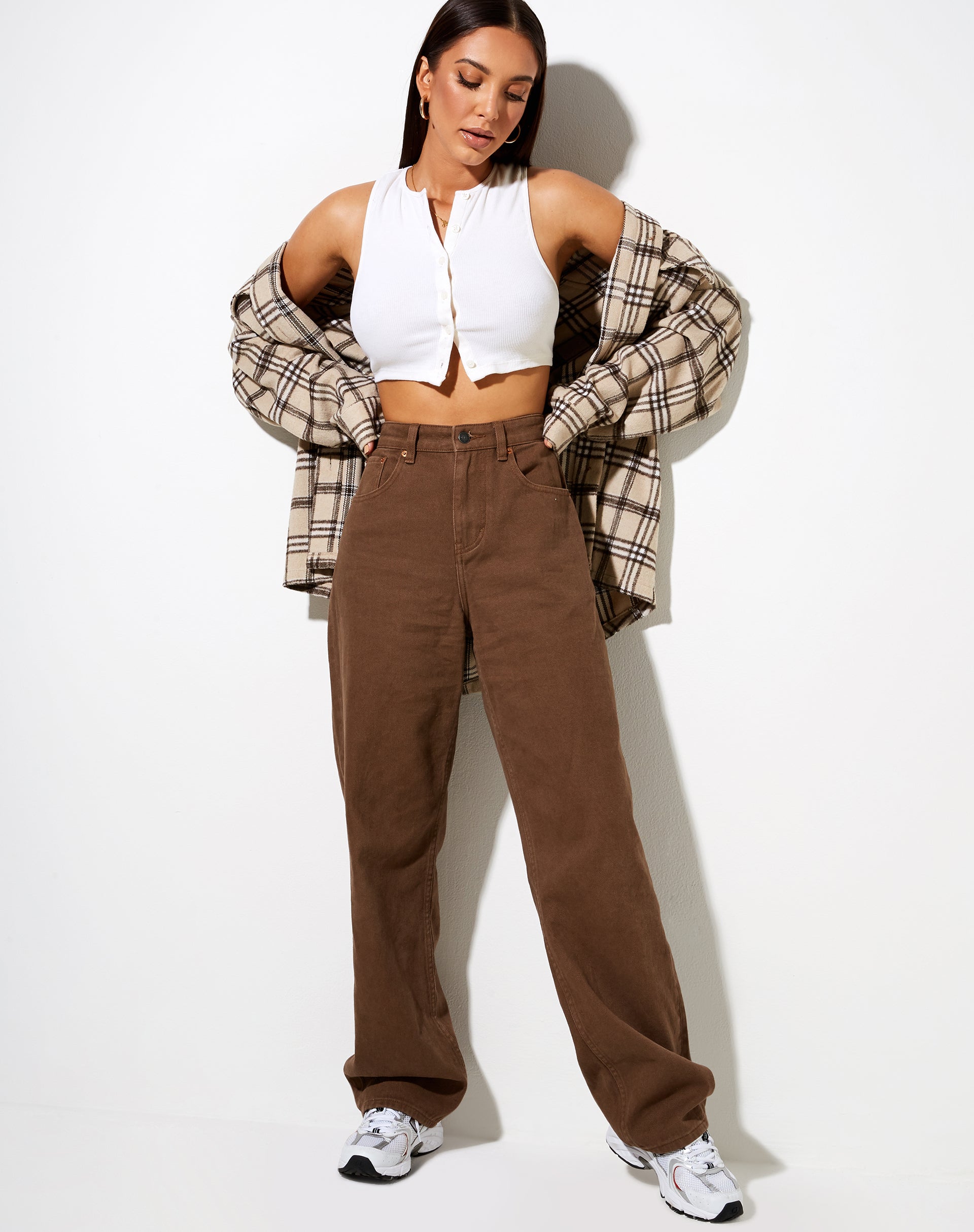 Bild von Gilly Crop Top in Rippe Elfenbein