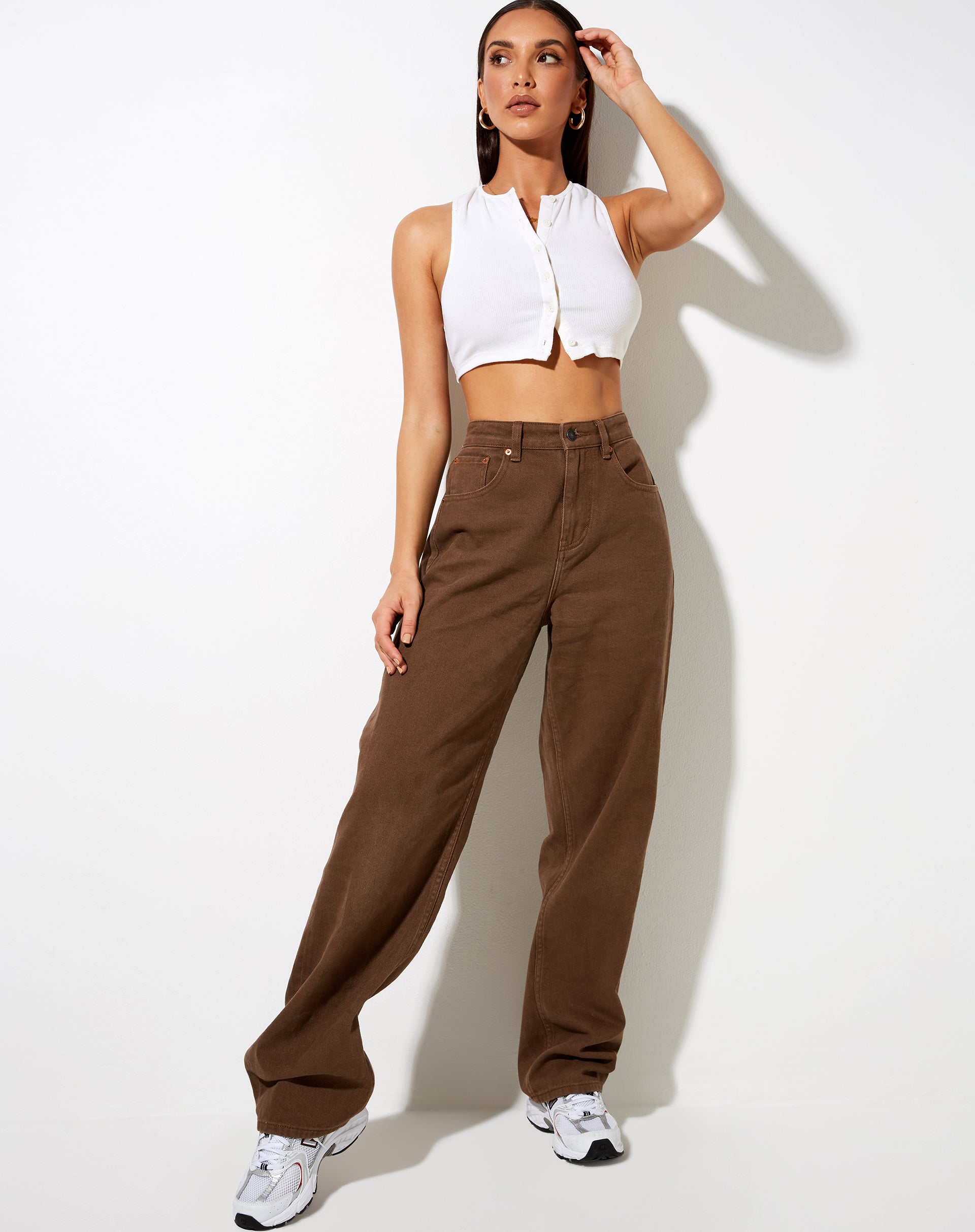 Bild von Gilly Crop Top in Rippe Elfenbein