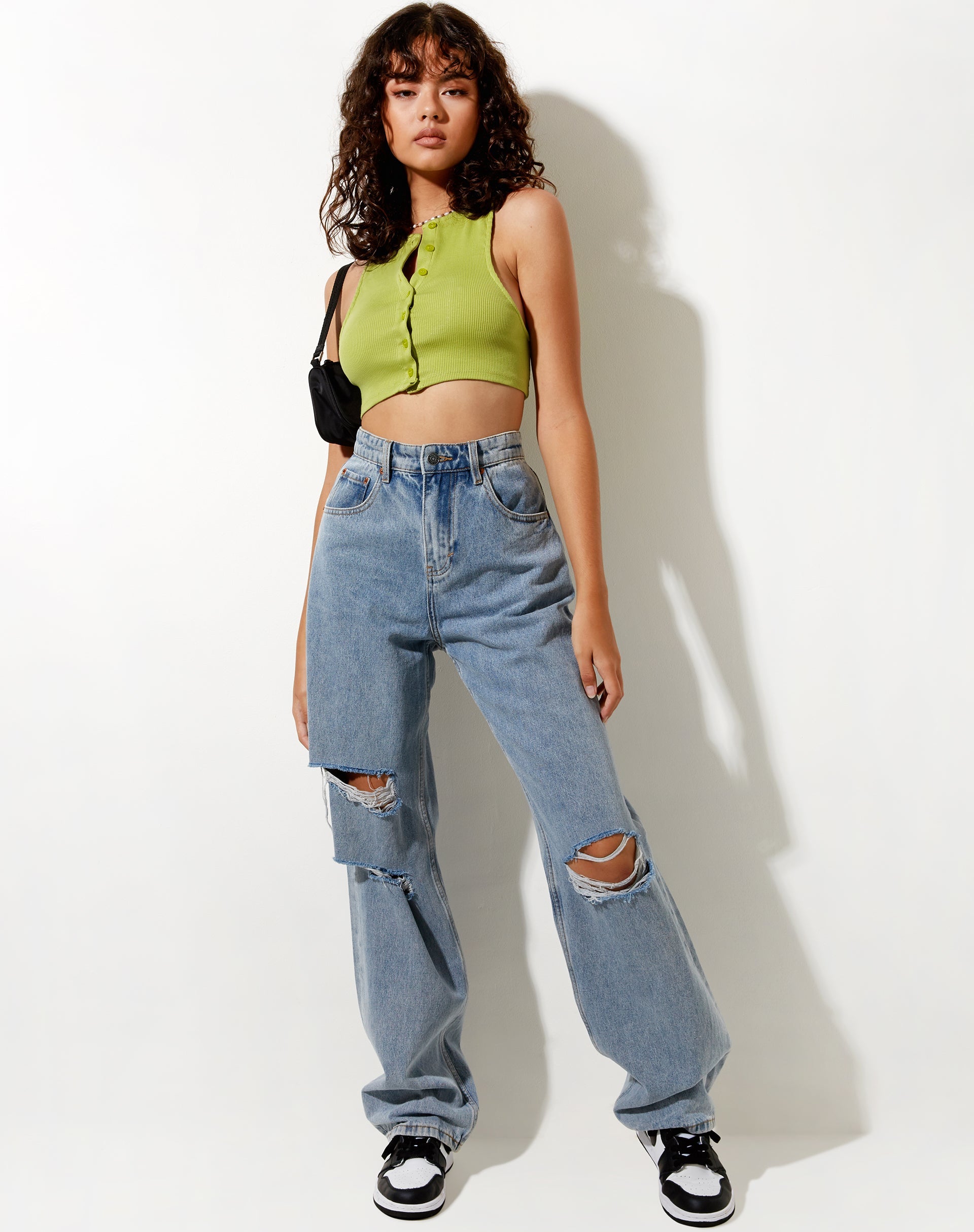 Bild von Gilly Crop Top in Rib Leaf Grün