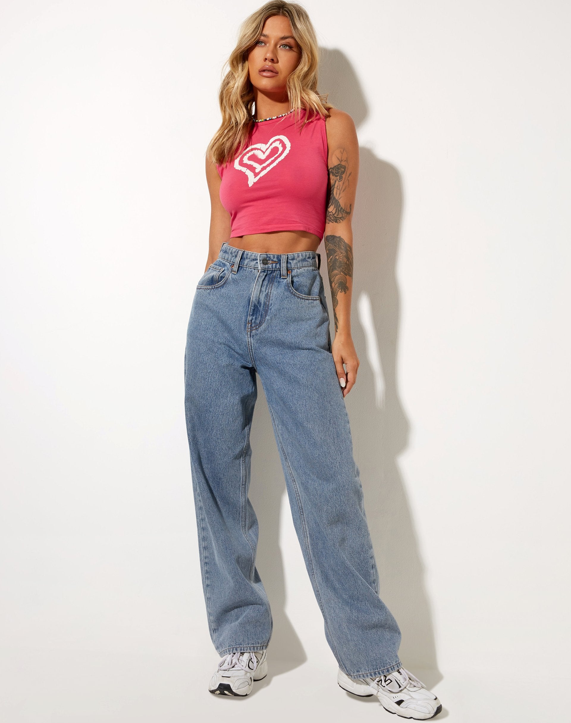 Bild von Gimon Crop Top in Hot Pink Heart