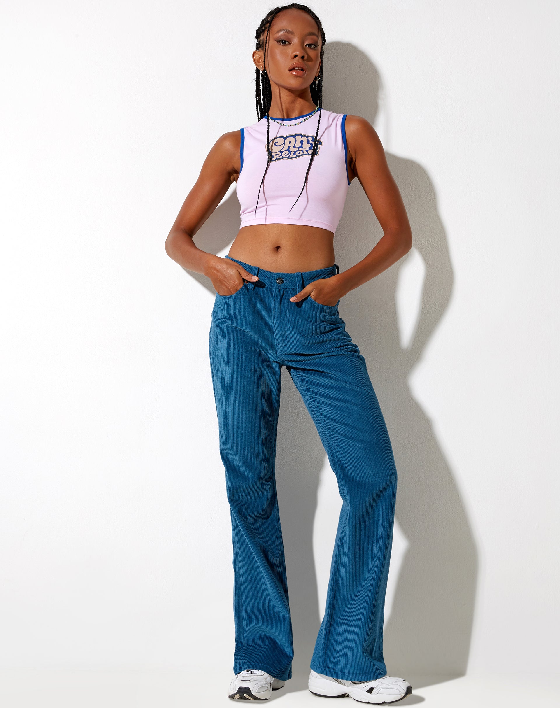 Bild von Gimon Crop Top in Pink Bind Blau Cant Relate