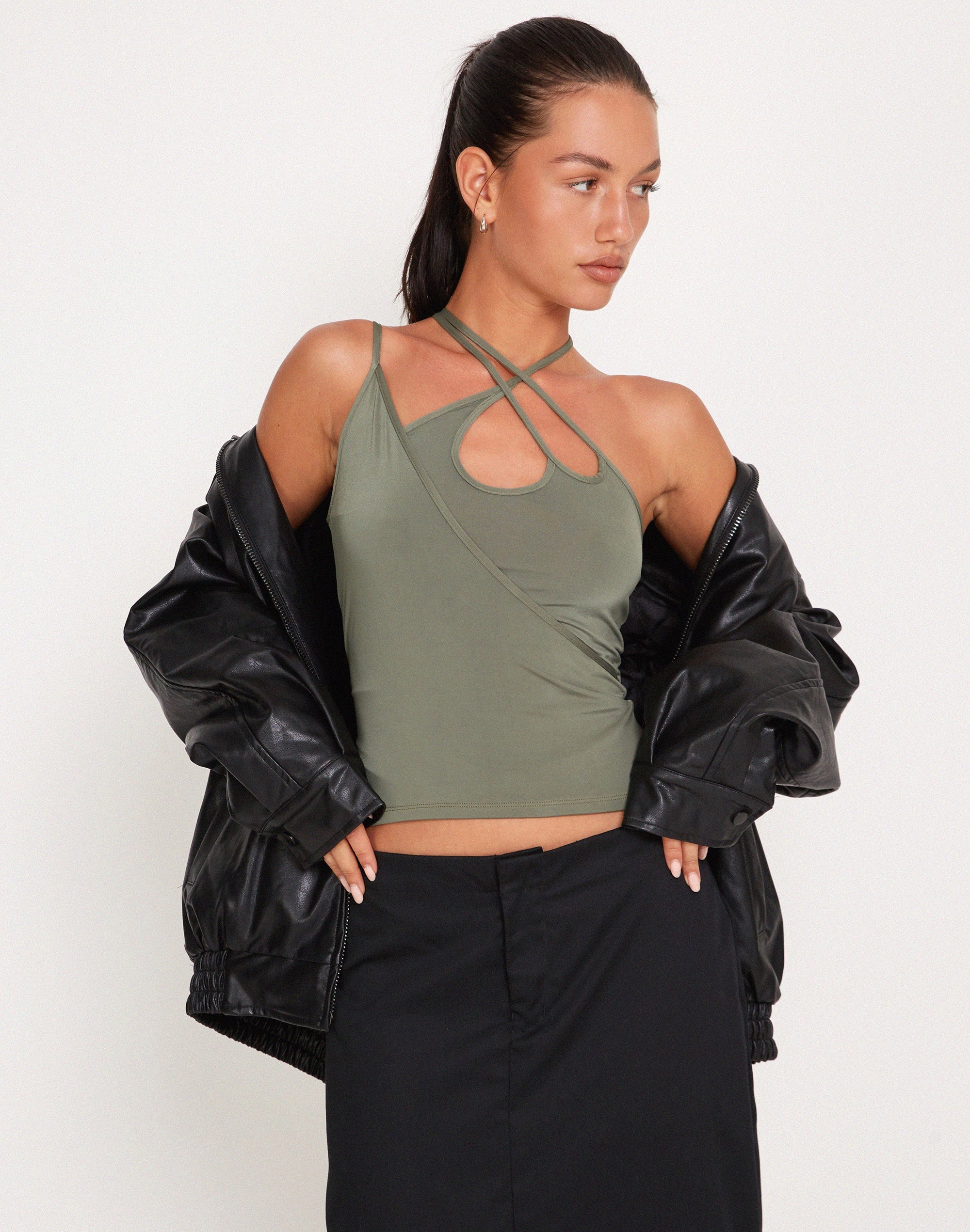 Bild von Giola Crop Top in Khaki