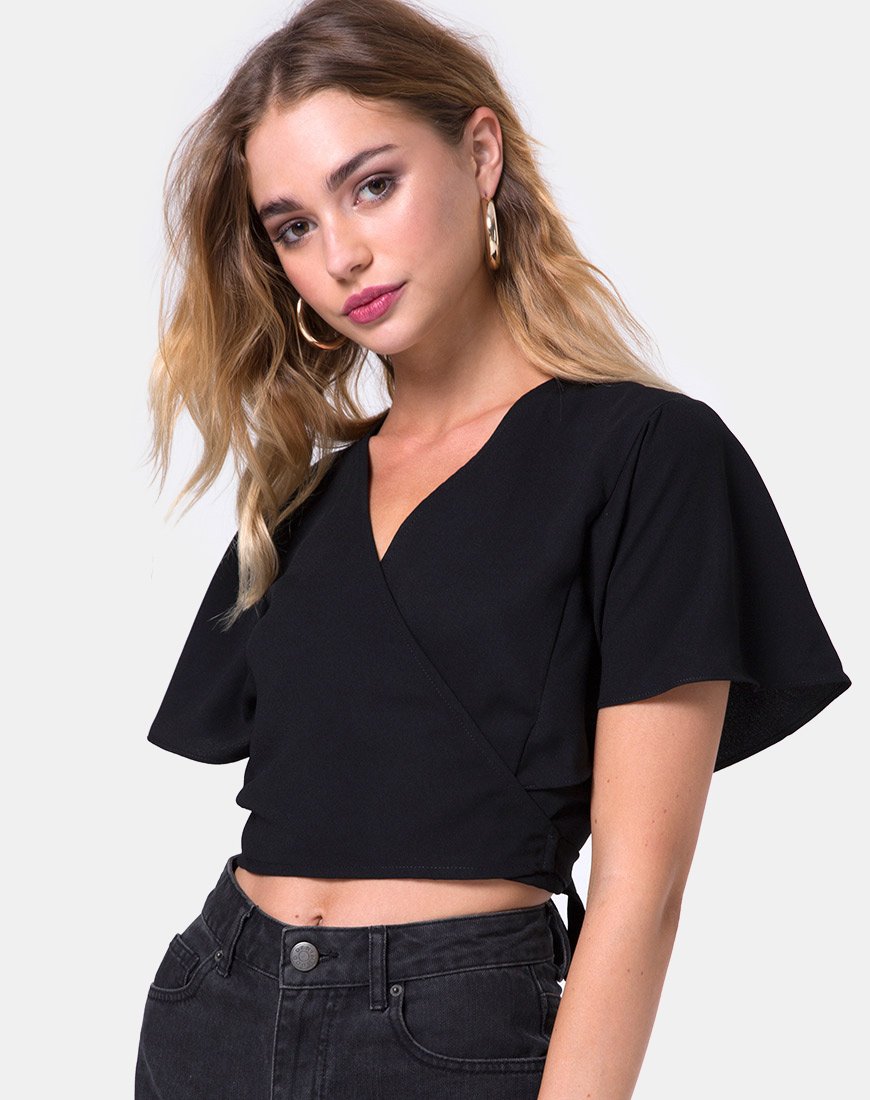 Gios Crop Top in Crep Schwarz