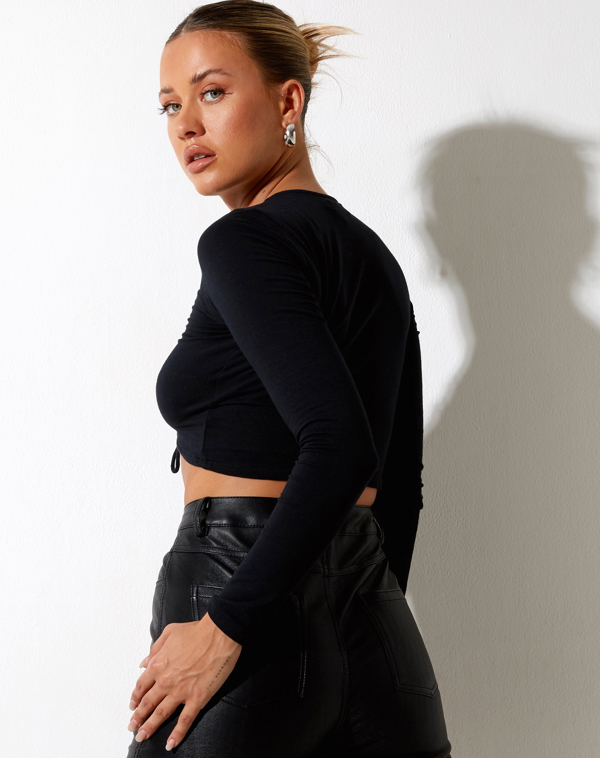 Image of Gisy Crop Top aus Lycra Schwarz