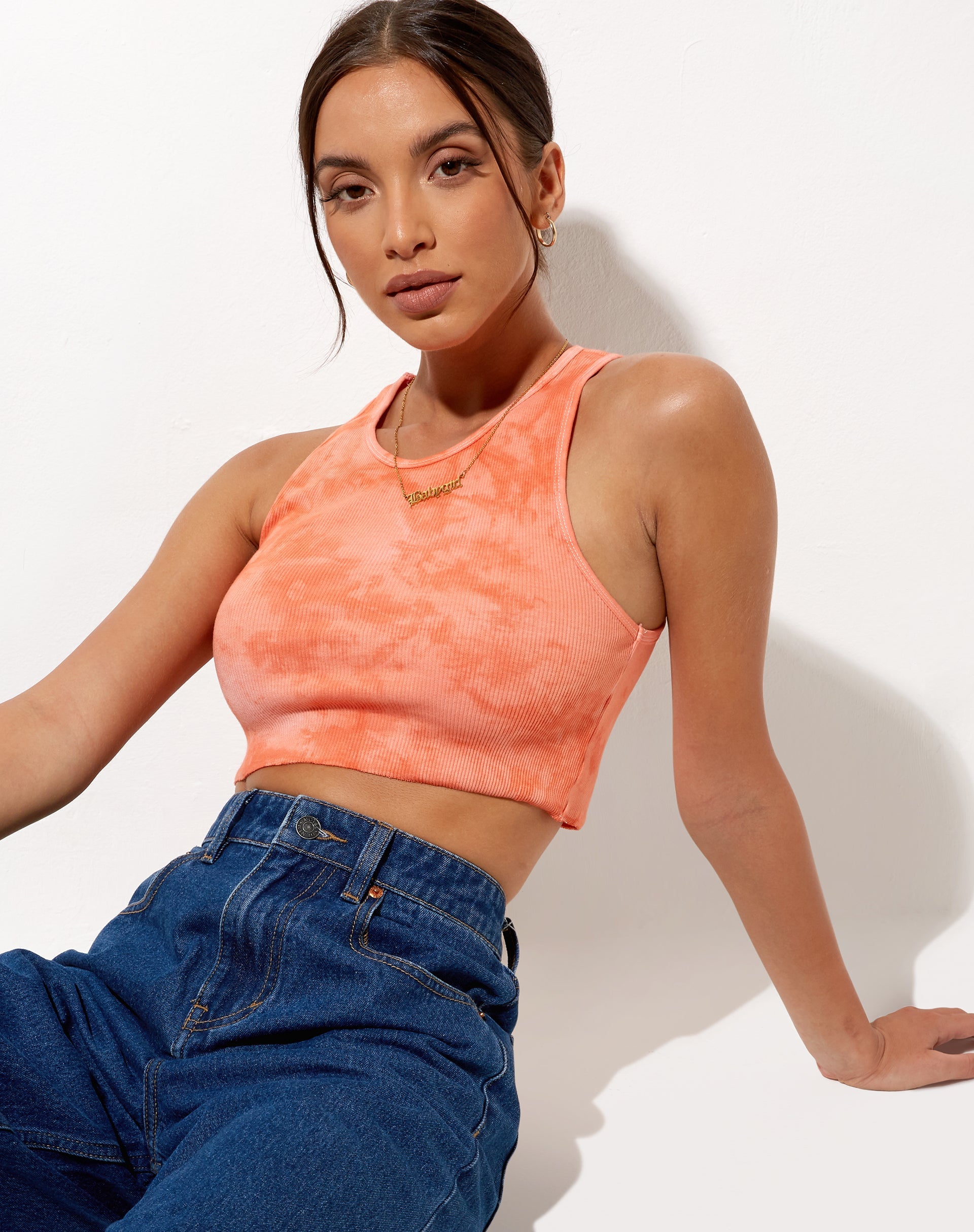 Bild von Givas Crop Top in Tangerine Tie Dye