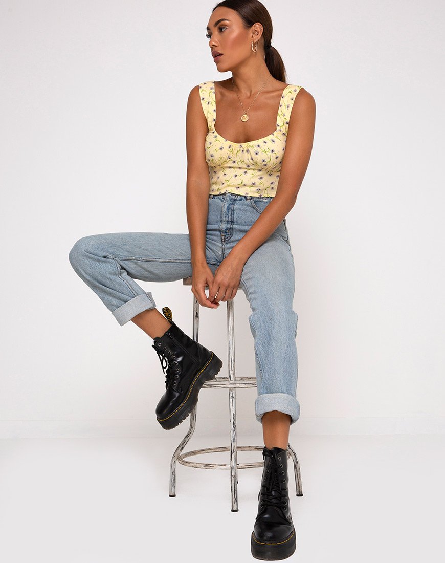 Bild von Gladis Vest Crop Top in Wild Flower Lemon Drop