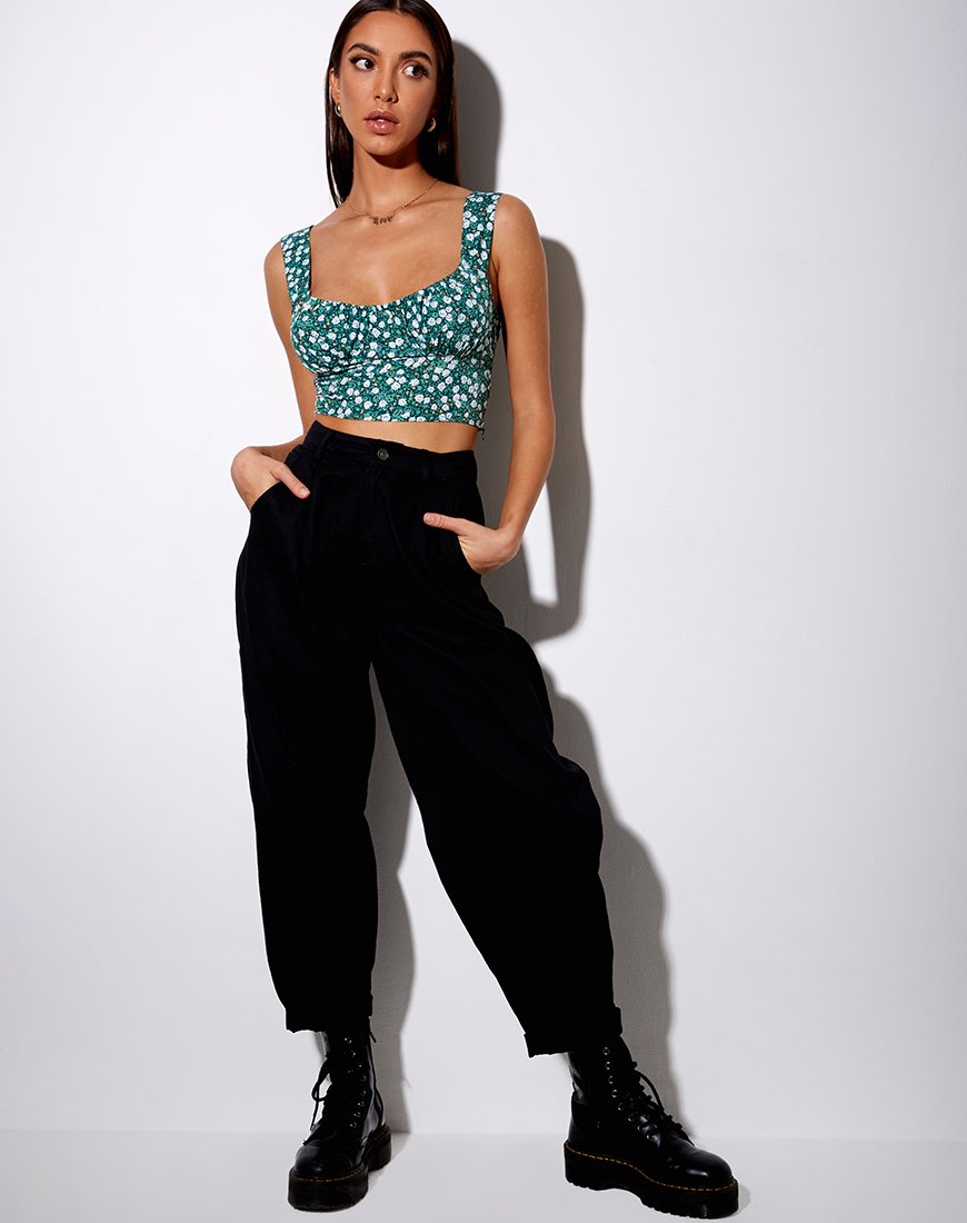 Bild von Gladis Vest Crop Top in Floral Field Green