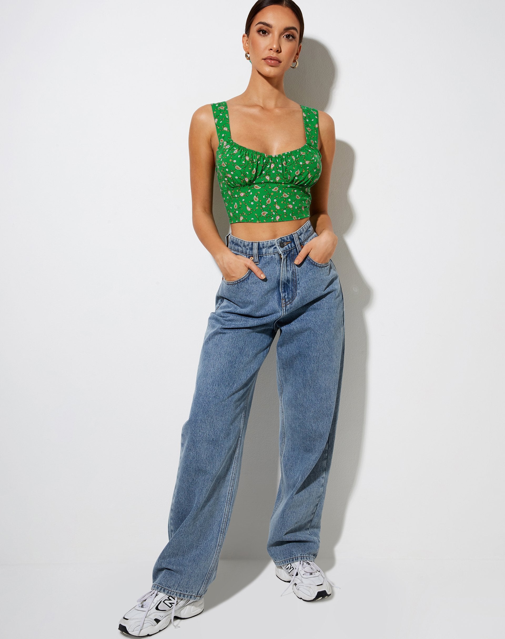 Bild von Gladis Crop Top in Paisley Fun Grün