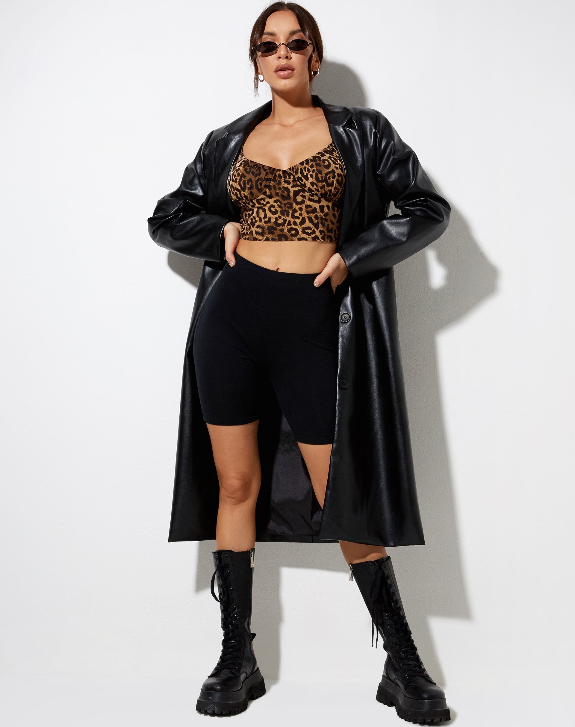 Image of Glafy Crop Top in Nacht Leopard Braun