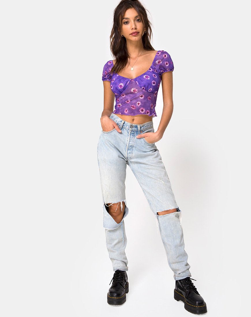 Bild von Glasty Crop Top in Lila Daisy Daze