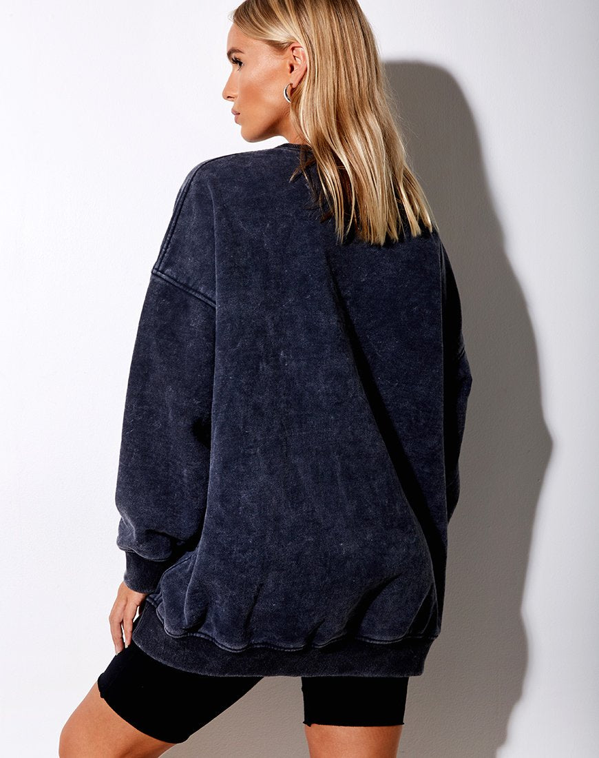 Image of Glo Sweatshirt in Schwarz Stone Wash Cosmos