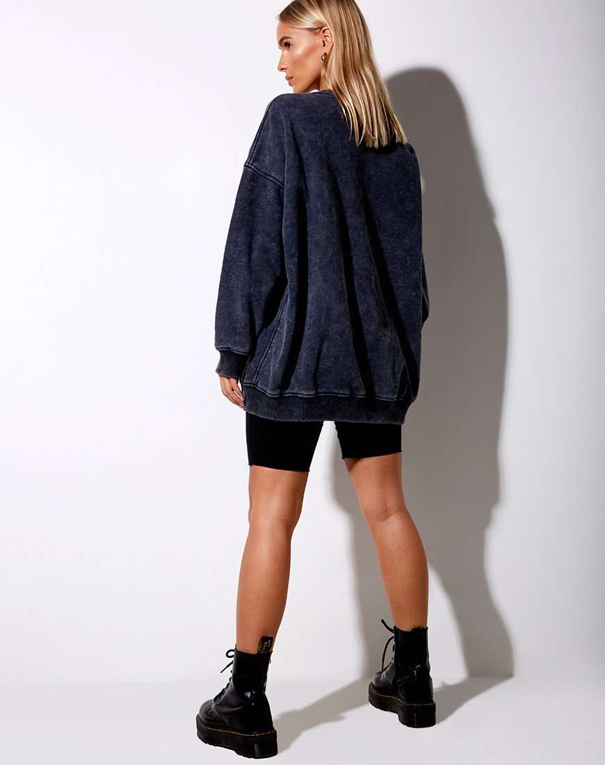 Image of Glo Sweatshirt in Schwarz Stone Wash Cosmos