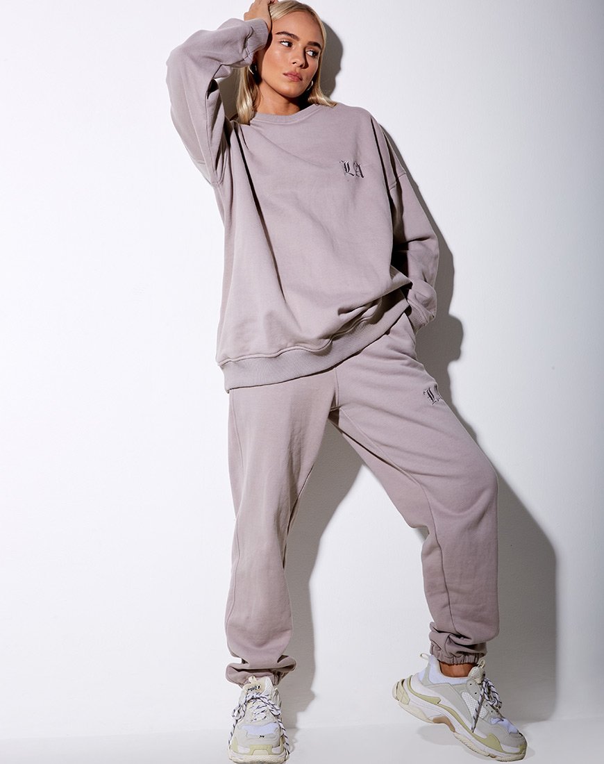 Image of Glo Sweatshirt in Pilzfarben mit LA-Stickerei