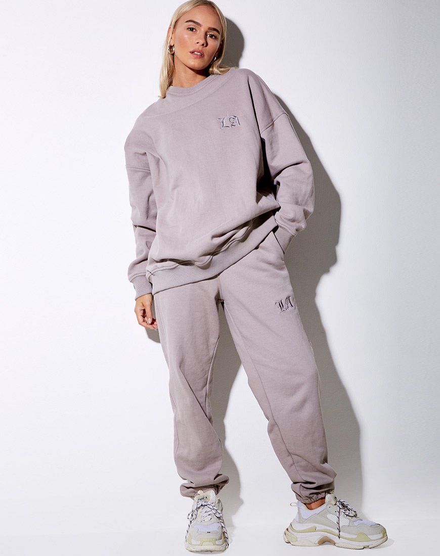 Image of Glo Sweatshirt in Pilzfarben mit LA-Stickerei