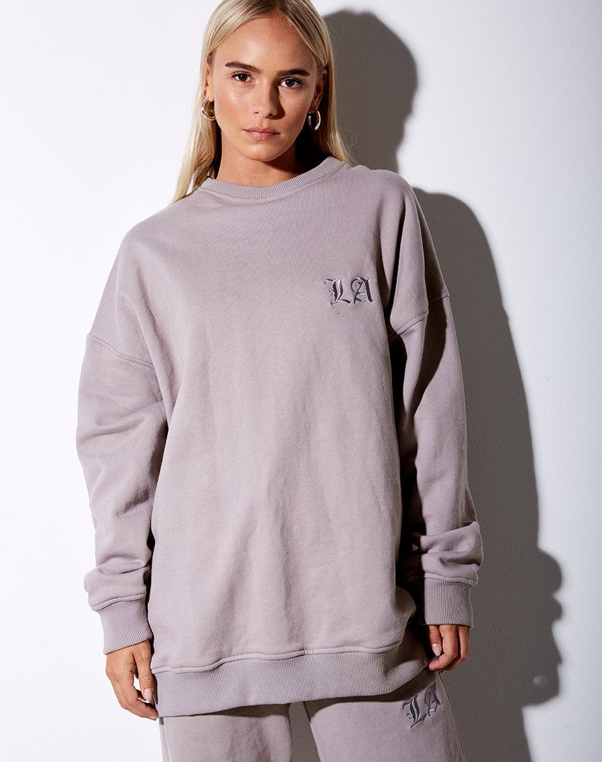 Glo Sweatshirt in Pilzfarben mit 'LA'-Stickerei