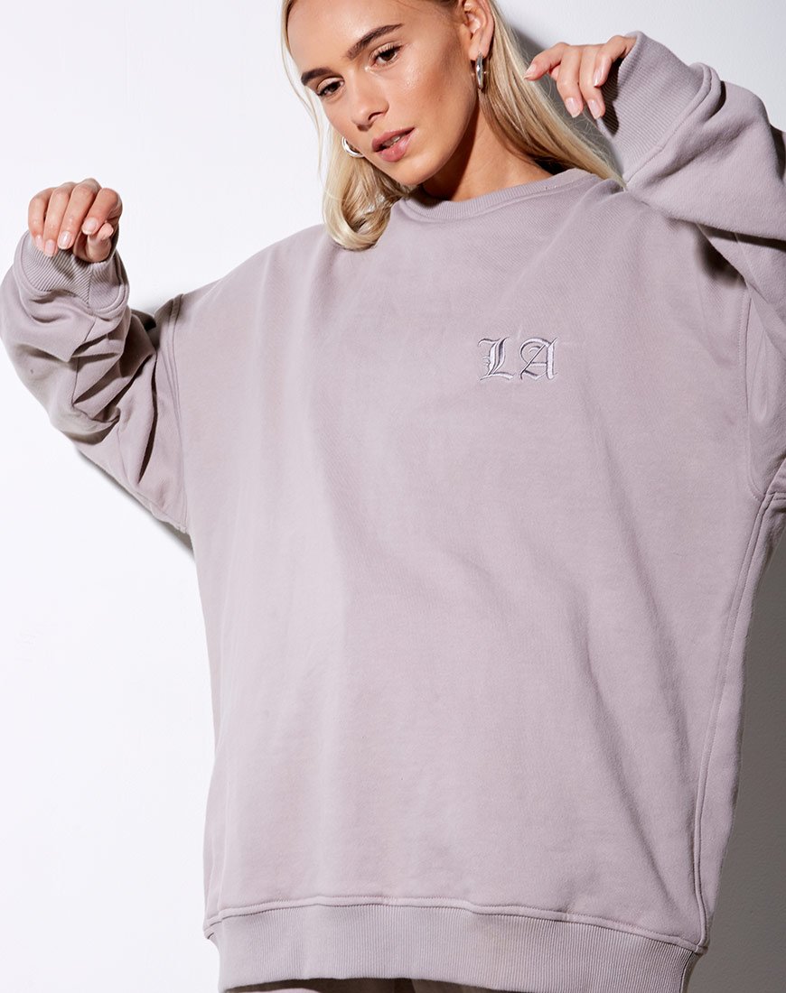 Glo Sweatshirt in Pilzfarben mit 'LA'-Stickerei
