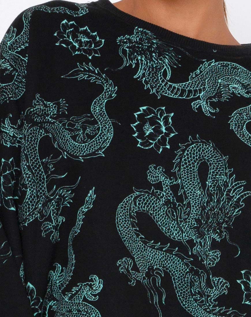 Image of Glo Sweatshirt in Drachenblume Schwarz und Mint