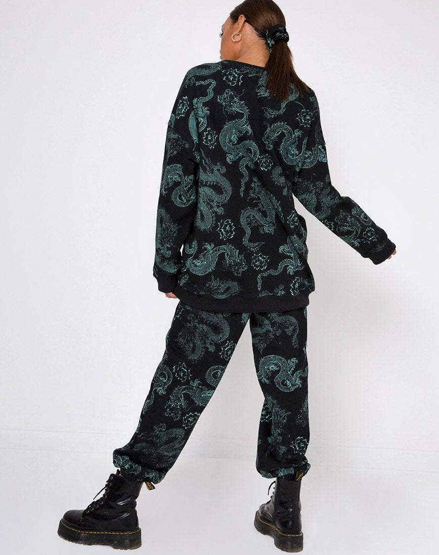 Image of Glo Sweatshirt in Drachenblume Schwarz und Mint