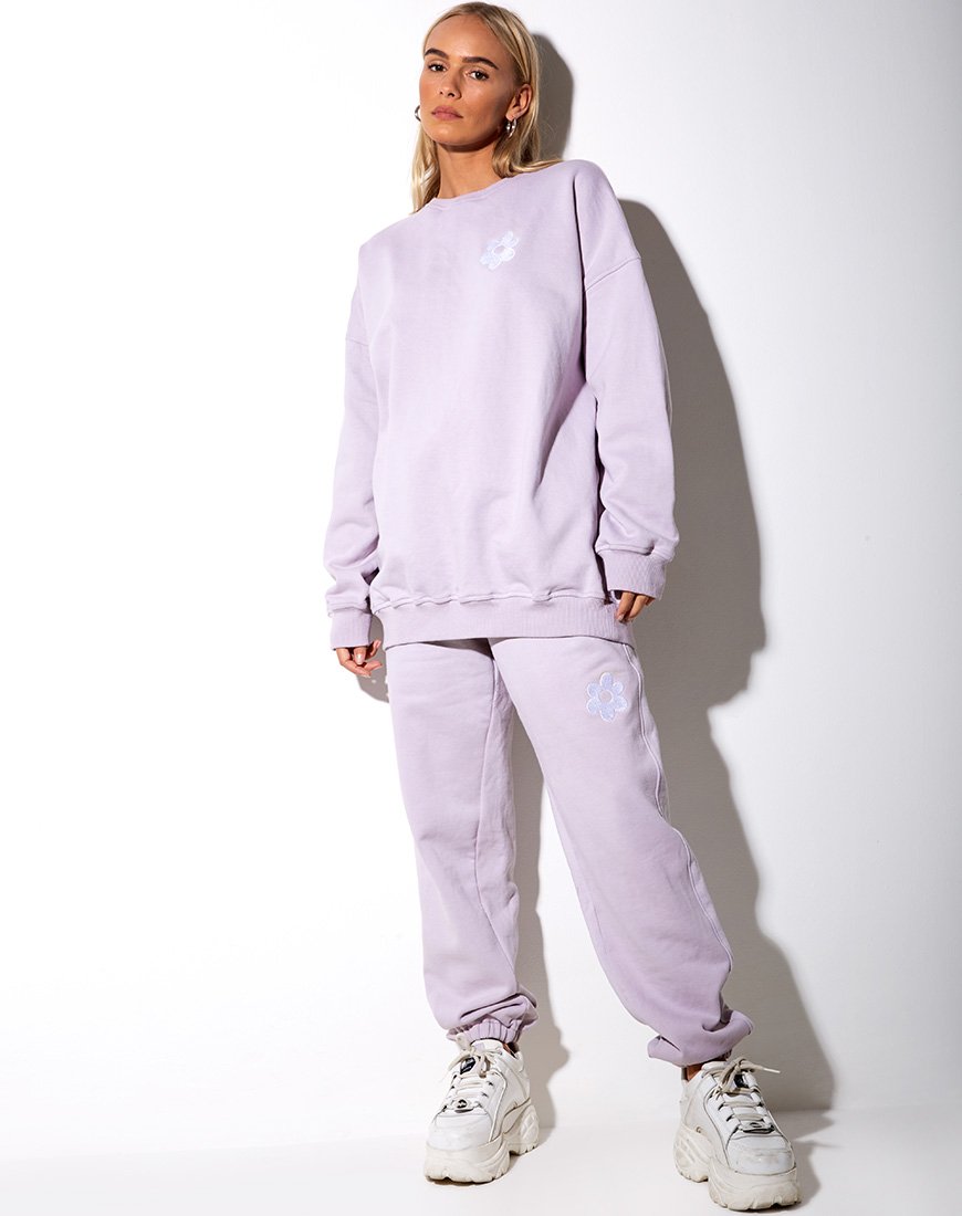 Bild von Glo Sweatshirt in Pastelllila Daisy Embro
