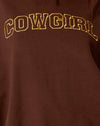 Tiefes Mahagoni mit goldener Cowgirl-Stickerei