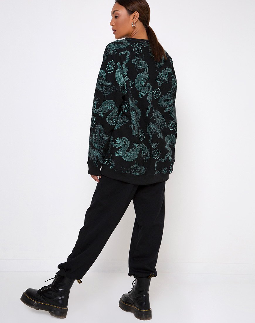 Image of Glo Sweatshirt in Drachenblume Schwarz und Mint