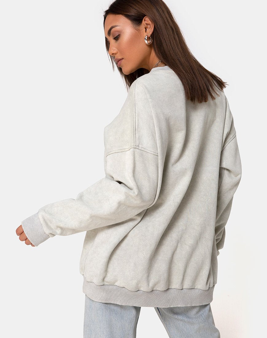 Image of Glo Sweatshirt in Ecru mit Schmetterlingsstickerei