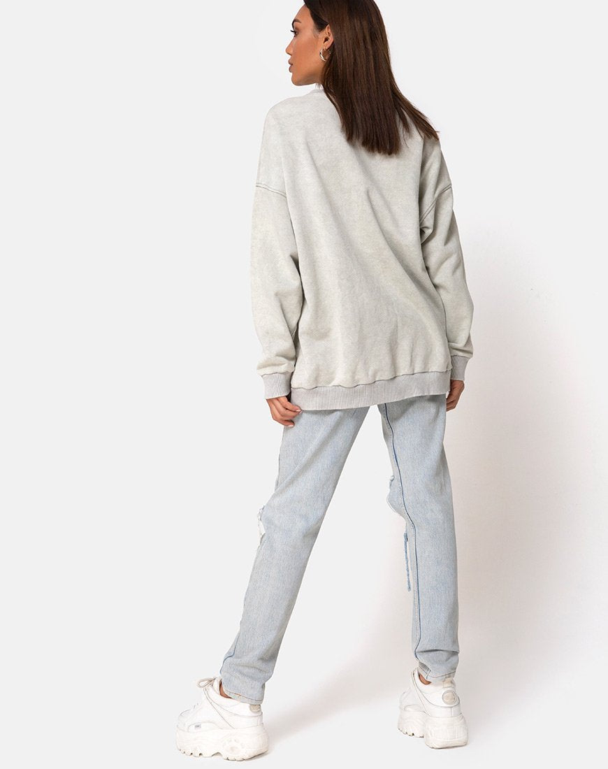 Image of Glo Sweatshirt in Ecru mit Schmetterlingsstickerei