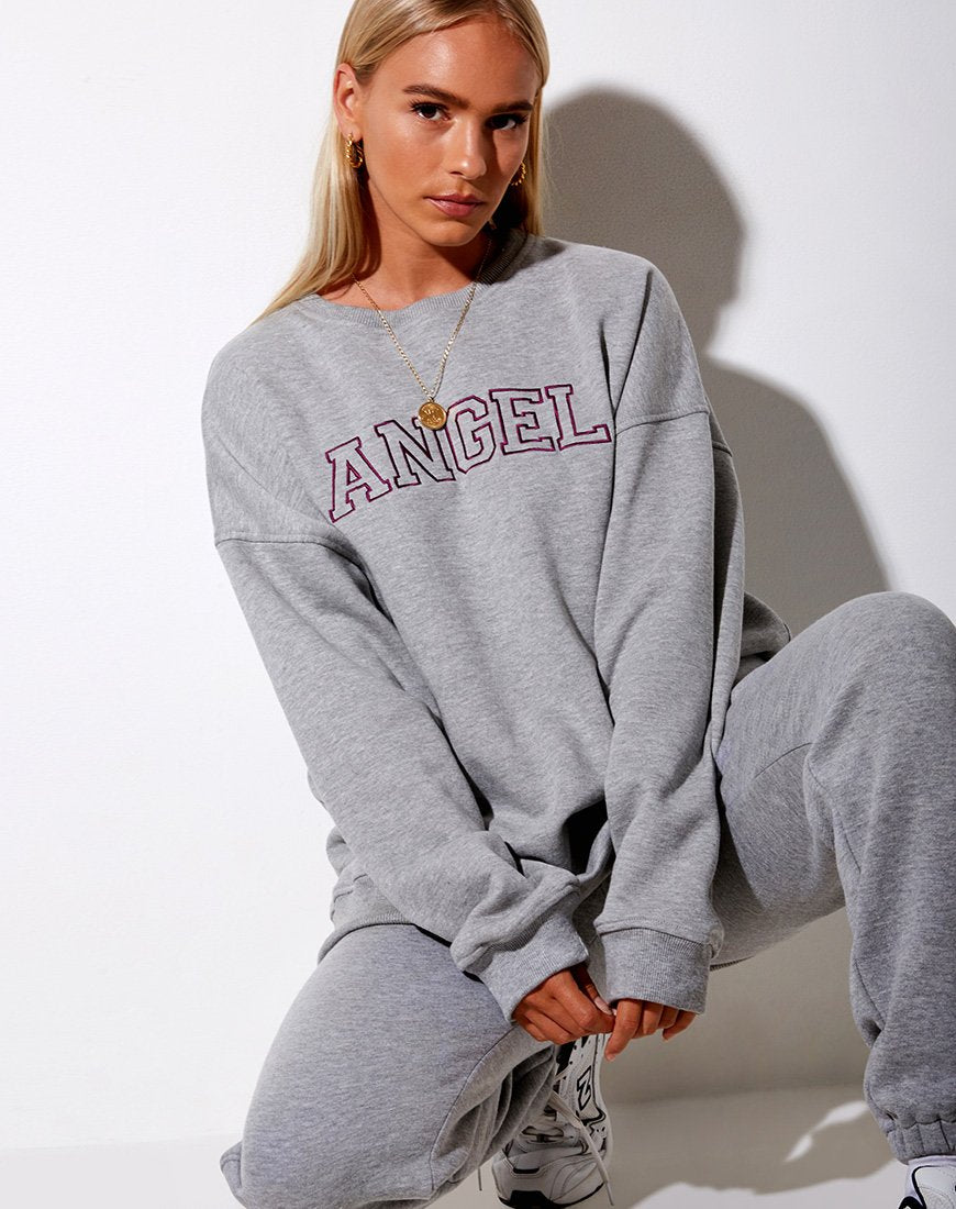 Bild von Glo Sweatshirt in Greymarl Angel Embro in Burgundy