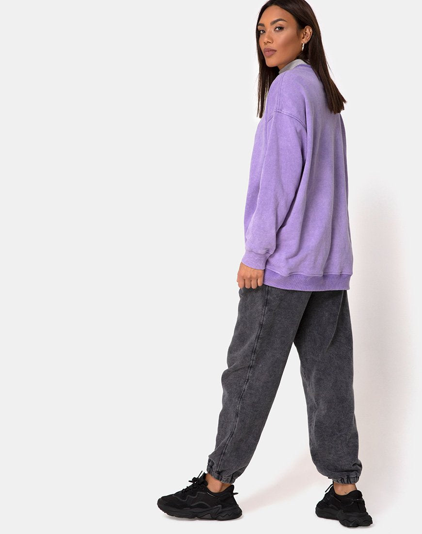 Image of Glo Sweatshirt in fliederfarbener Waschung mit Drachen-Stickerei