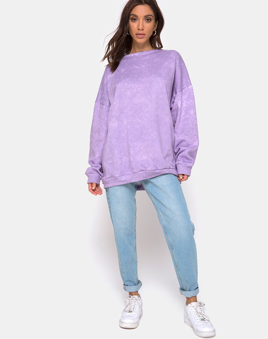 Image of Glo Sweatshirt in Lila Acid Wash