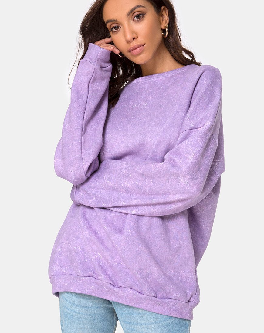 Glo Sweatshirt in Lila Acid Wash